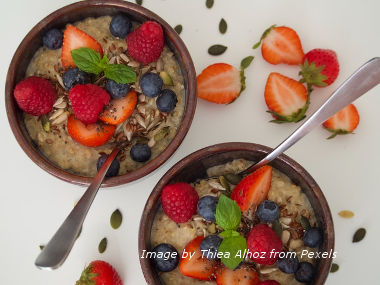 Add toppings to overnight oats such as nuts, seeds, dried or fresh fruits.