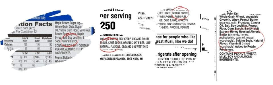 Food labels of packaged foodstuffs