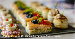 Canape is a small savoury dish served as an appetizer mostly at formal parties or receptions