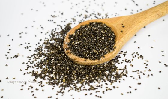 A spoonful of chia seeds.